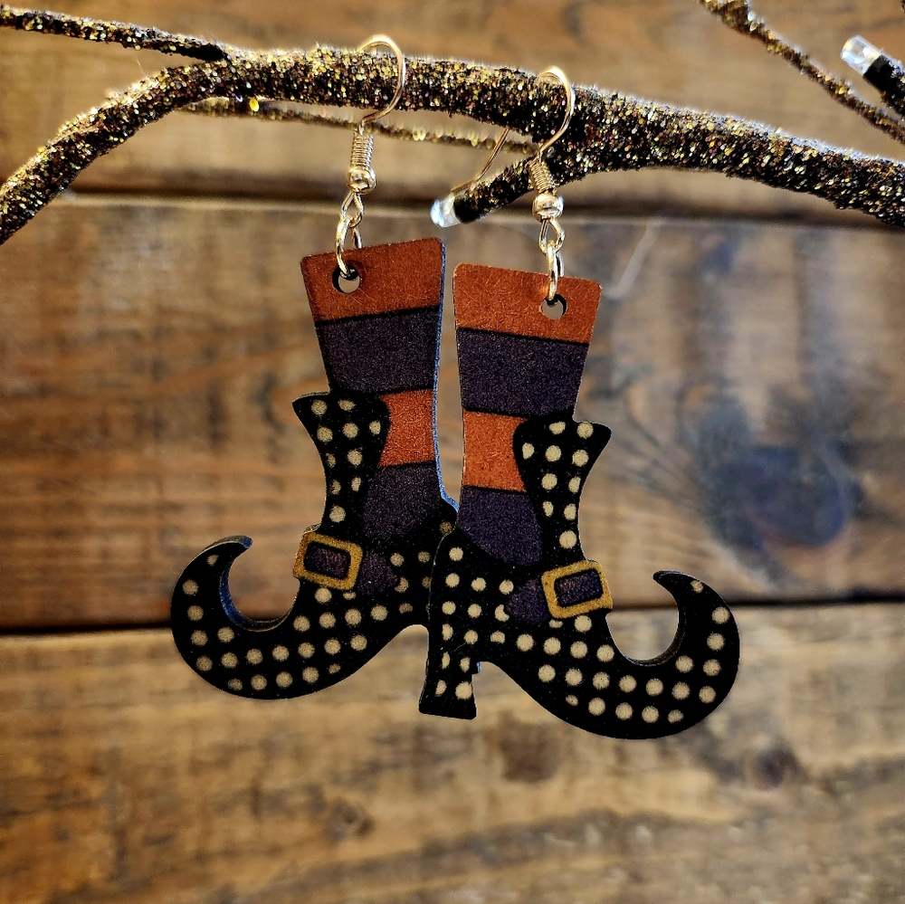 B1G1! Witch Shoes Halloween Autumn Dangle Earrings!